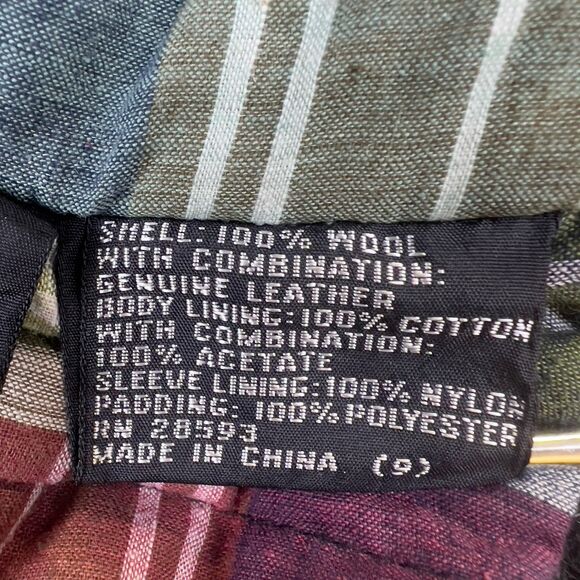 Members Only Wool Bomber‎ Jacket Men’s 46 (XL) Gray Purple Black Leather Patches - Picture 10 of 15